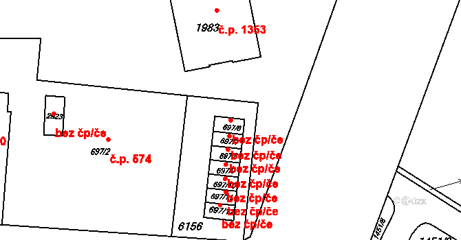 Rožnov pod Radhoštěm 45659052 na parcele st. 697/6 v KÚ Rožnov pod Radhoštěm, Katastrální mapa