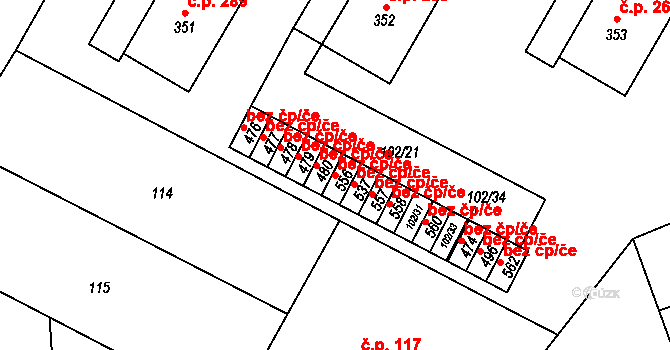 Želetava 48807052 na parcele st. 556 v KÚ Želetava, Katastrální mapa