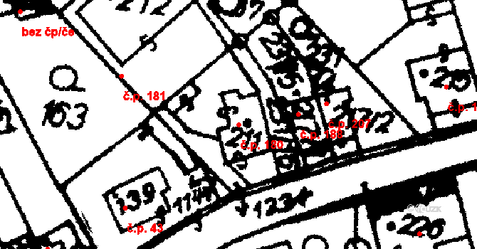 Hrochův Týnec 180 na parcele st. 211 v KÚ Hrochův Týnec, Katastrální mapa