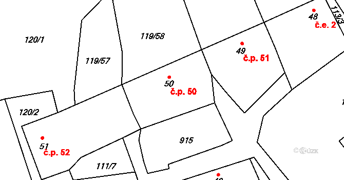 Štipoklasy 50, Plánice na parcele st. 50 v KÚ Štipoklasy u Lovčic, Katastrální mapa
