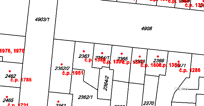 Louny 1399 na parcele st. 2364/1 v KÚ Louny, Katastrální mapa
