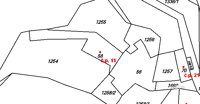 Milbohov 11, Stebno na parcele st. 58 v KÚ Stebno u Dubic, Katastrální mapa