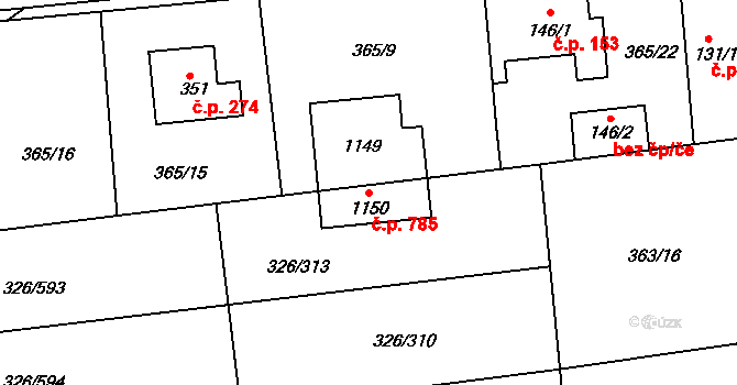 Nehvizdy 785 na parcele st. 1149 v KÚ Nehvizdy, Katastrální mapa
