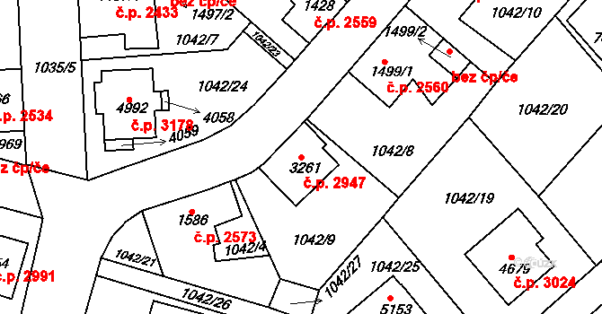 Havlíčkův Brod 2947 na parcele st. 3261 v KÚ Havlíčkův Brod, Katastrální mapa