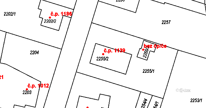 Kostelec nad Orlicí 1139 na parcele st. 2255/2 v KÚ Kostelec nad Orlicí, Katastrální mapa