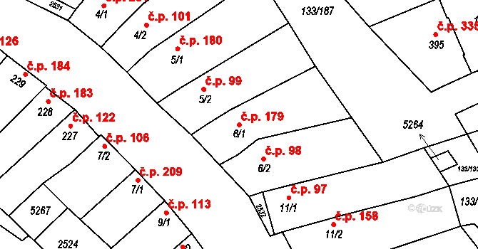 Bořetice 179 na parcele st. 6/1 v KÚ Bořetice u Hustopečí, Katastrální mapa