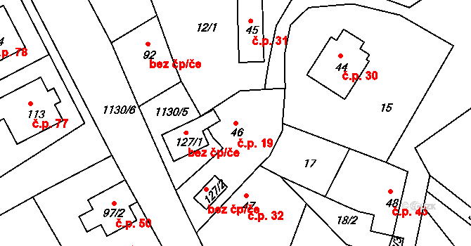 Cvrčovice 19, Zdounky na parcele st. 46 v KÚ Cvrčovice u Zdounek, Katastrální mapa