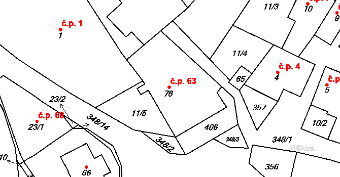 Stražisko 63 na parcele st. 76 v KÚ Stražisko, Katastrální mapa