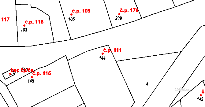 Chotusice 111 na parcele st. 144 v KÚ Chotusice, Katastrální mapa