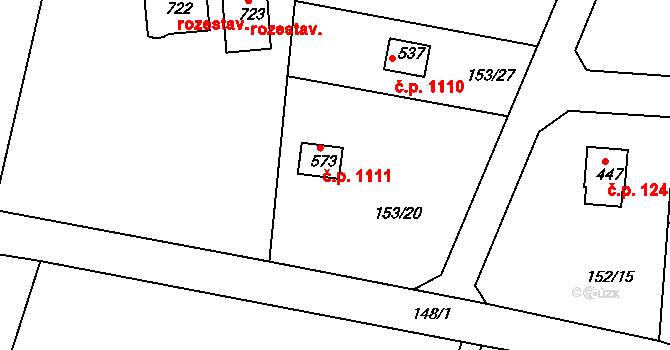 Oleško 1111, Březová-Oleško na parcele st. 573 v KÚ Oleško u Zvole, Katastrální mapa