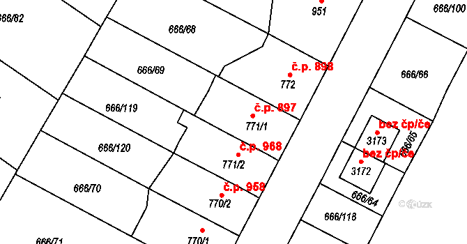 Veselí nad Moravou 897 na parcele st. 771/1 v KÚ Veselí-Předměstí, Katastrální mapa