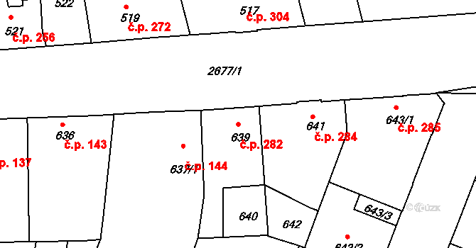 Stará Boleslav 282, Brandýs nad Labem-Stará Boleslav na parcele st. 639 v KÚ Stará Boleslav, Katastrální mapa