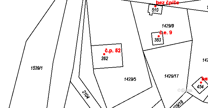 Krčkovice 52, Hrubá Skála na parcele st. 262 v KÚ Hrubá Skála, Katastrální mapa