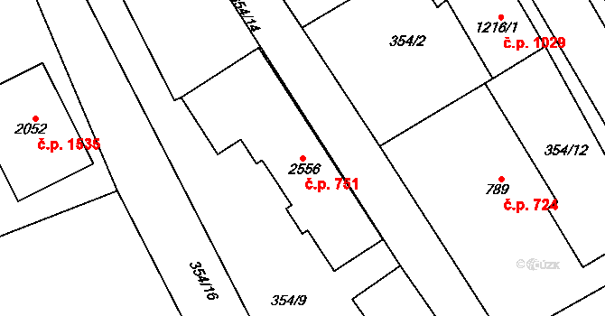 Lomnice nad Popelkou 751 na parcele st. 2556 v KÚ Lomnice nad Popelkou, Katastrální mapa