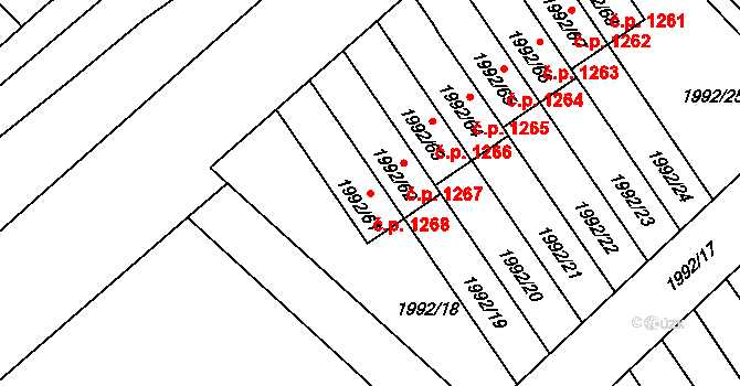 Mnichovo Hradiště 1268 na parcele st. 1992/61 v KÚ Mnichovo Hradiště, Katastrální mapa
