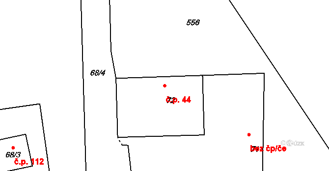 Kozly 44 na parcele st. 72 v KÚ Kozly u České Lípy, Katastrální mapa