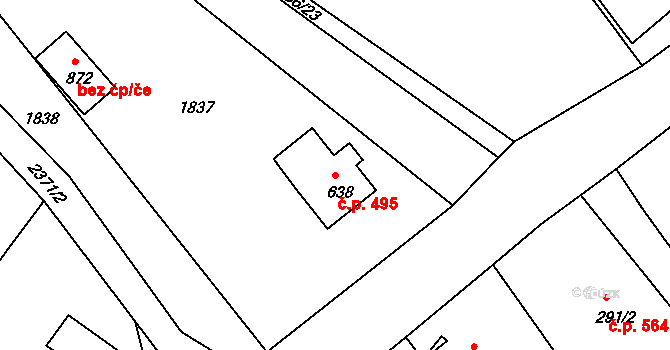 Skalice u České Lípy 495 na parcele st. 638 v KÚ Skalice u České Lípy, Katastrální mapa