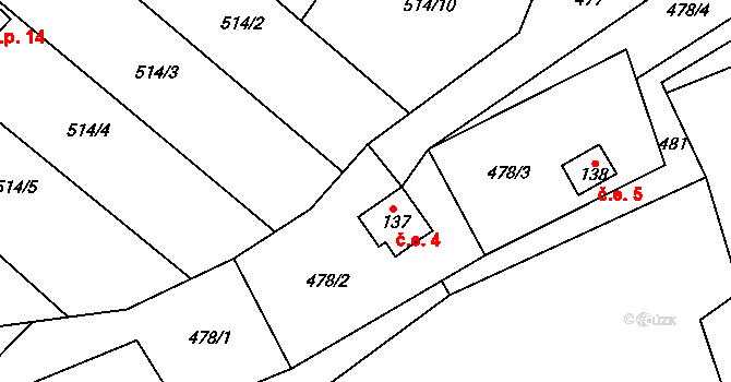 Libín 4, Šárovcova Lhota na parcele st. 137 v KÚ Šárovcova Lhota, Katastrální mapa