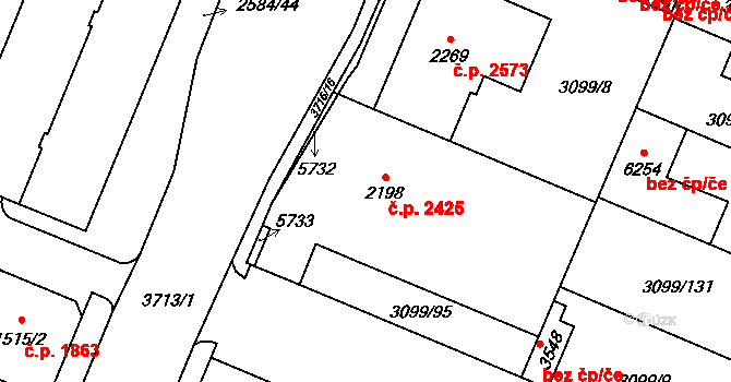 Břeclav 2425 na parcele st. 2198 v KÚ Břeclav, Katastrální mapa
