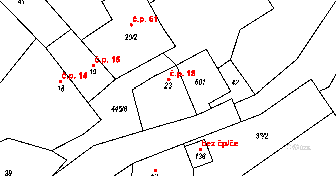 Divice 18, Vinařice na parcele st. 23 v KÚ Divice, Katastrální mapa