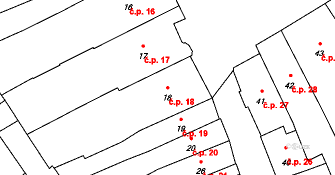Pelhřimov 18 na parcele st. 18 v KÚ Pelhřimov, Katastrální mapa