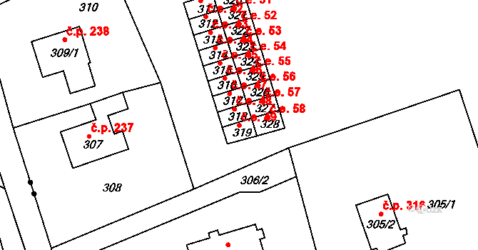 Běhánky 49, Dubí na parcele st. 319 v KÚ Běhánky, Katastrální mapa