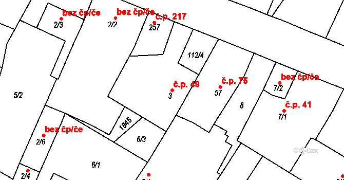 Staňkov II 49, Staňkov na parcele st. 3 v KÚ Staňkov-ves, Katastrální mapa