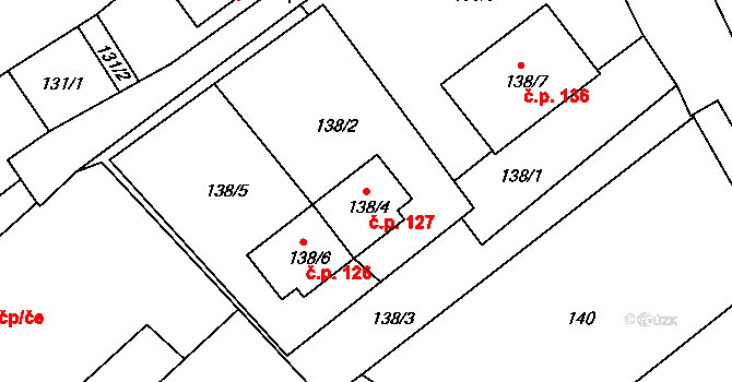 Tušť 127, Suchdol nad Lužnicí na parcele st. 138/4 v KÚ Tušť, Katastrální mapa