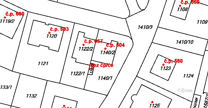 Řepy 604, Praha na parcele st. 1140/2 v KÚ Řepy, Katastrální mapa