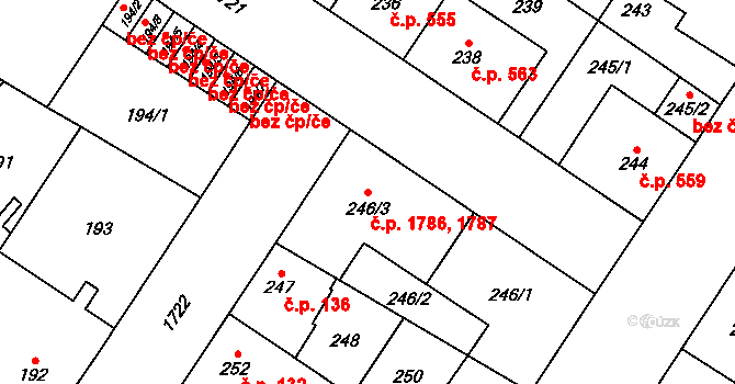 Kobylisy 1786,1787, Praha na parcele st. 246/3 v KÚ Kobylisy, Katastrální mapa