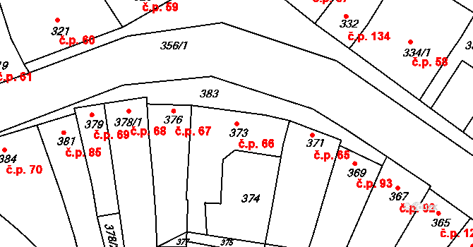 Horákov 66, Mokrá-Horákov na parcele st. 373 v KÚ Horákov, Katastrální mapa