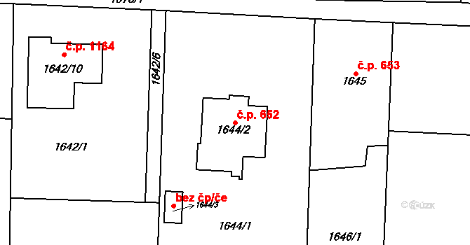 Bludovice 652, Havířov na parcele st. 1644/2 v KÚ Bludovice, Katastrální mapa