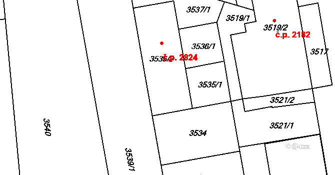 Žižkov 2824, Praha na parcele st. 3535/2 v KÚ Žižkov, Katastrální mapa