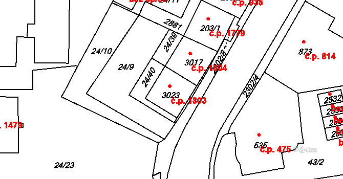 Vlašim 1803 na parcele st. 3023 v KÚ Vlašim, Katastrální mapa