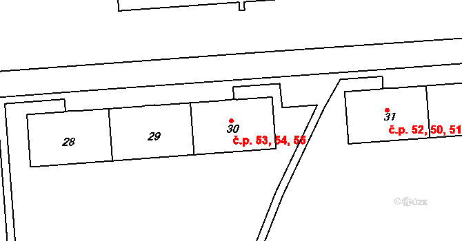 Habartov 53,54,55 na parcele st. 30 v KÚ Habartov, Katastrální mapa