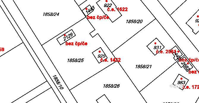 Litice 1432, Plzeň na parcele st. 917 v KÚ Lhota u Dobřan, Katastrální mapa