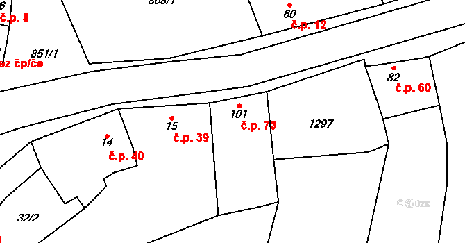 Heroltice 73, Hoštice-Heroltice na parcele st. 101 v KÚ Heroltice, Katastrální mapa