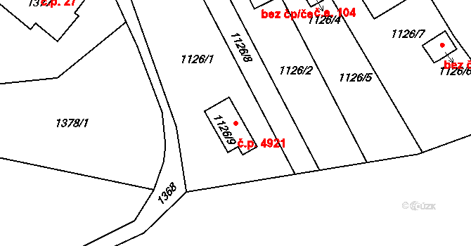 Proseč nad Nisou 4921, Jablonec nad Nisou na parcele st. 1126/9 v KÚ Proseč nad Nisou, Katastrální mapa
