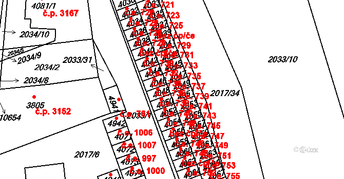 Hodonín 739 na parcele st. 4049 v KÚ Hodonín, Katastrální mapa