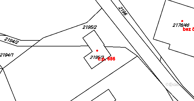 Klášterec nad Ohří 656 na parcele st. 2195/3 v KÚ Klášterec nad Ohří, Katastrální mapa