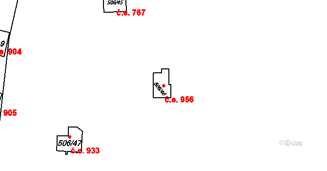 Bítov 956 na parcele st. 506/46 v KÚ Bítov, Katastrální mapa