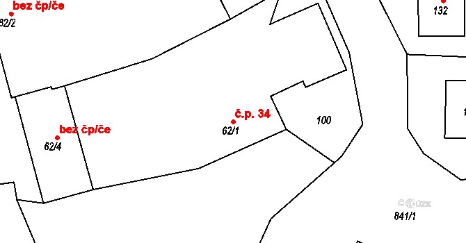 Drachkov 34, Bystřice na parcele st. 62/1 v KÚ Drachkov, Katastrální mapa