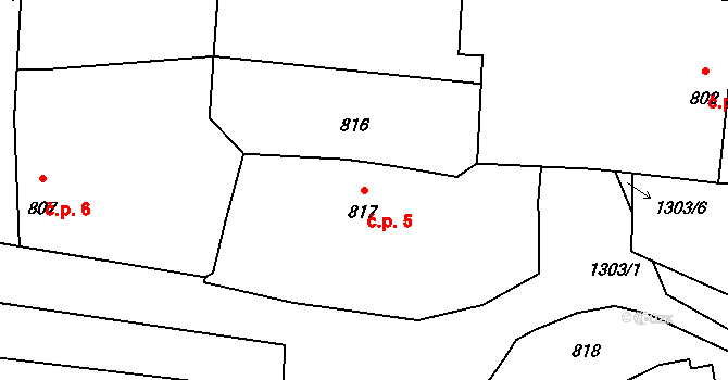 Dubovka 5, Neveklov na parcele st. 817 v KÚ Neveklov, Katastrální mapa