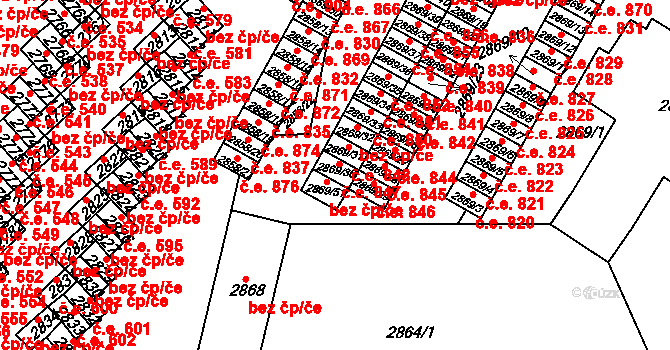 Lovosice 847 na parcele st. 2869/30 v KÚ Lovosice, Katastrální mapa