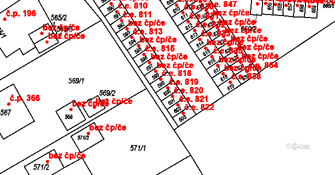 Kopřivnice 819 na parcele st. 600 v KÚ Kopřivnice, Katastrální mapa