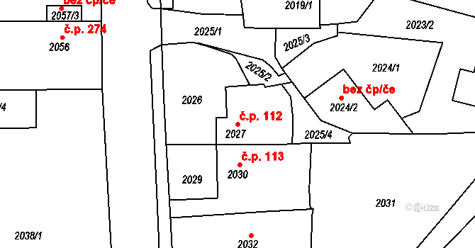 Janovice 112, Velká Bíteš na parcele st. 2027 v KÚ Velká Bíteš, Katastrální mapa