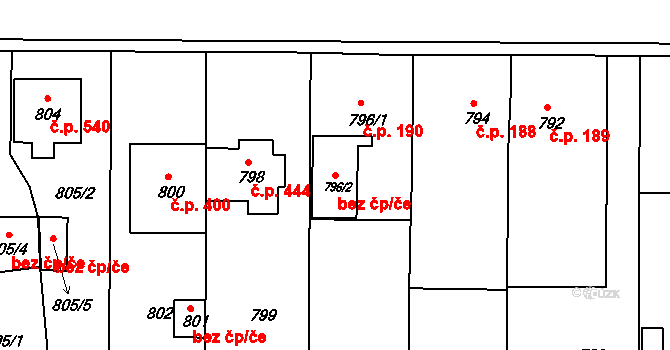 Kunštát 38320053 na parcele st. 796/2 v KÚ Kunštát na Moravě, Katastrální mapa