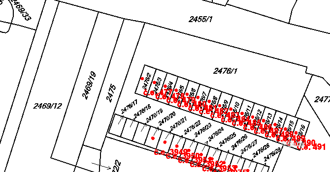 Šumbark 479,494, Havířov na parcele st. 2476/4 v KÚ Šumbark, Katastrální mapa