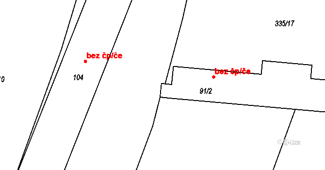 Dobříč 40257053 na parcele st. 91/2 v KÚ Dobříč, Katastrální mapa