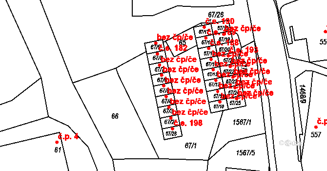 Olomučany 1191 na parcele st. 67/5 v KÚ Olomučany, Katastrální mapa